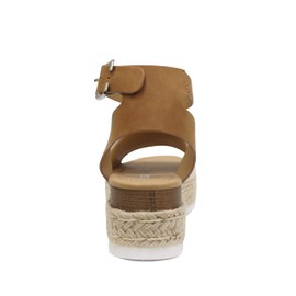 Soda Topic Open Toe Buckle Ankle Strap Espadrilles Flatform Wedge Casual Sandal (Beige Canvas/Tan, us_footwear_size_system, adult, numeric, medium, 9)