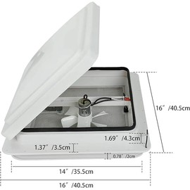 wangtney 1 Pack 14" RV Roof Vent for Camper Trailer Universal White Lid Roof Vent with 12V RV Vent Fan 6" Blades White lid Inner for Garnish Ring