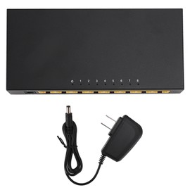 8 Port Ethernet Switch 10/100Mbps RJ45 Port Plug and Play Ethernet Splitter Network Switch with AI Detection VLAN Mode 100‑240V US Plug