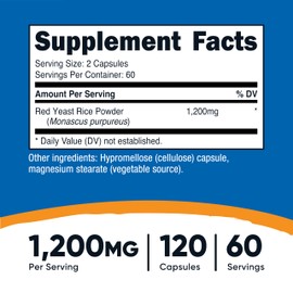 Nutricost Red Yeast Rice 1200mg, 120 Capsules - 60 Serv, Veggie Caps, Non-GMO, Gluten Free