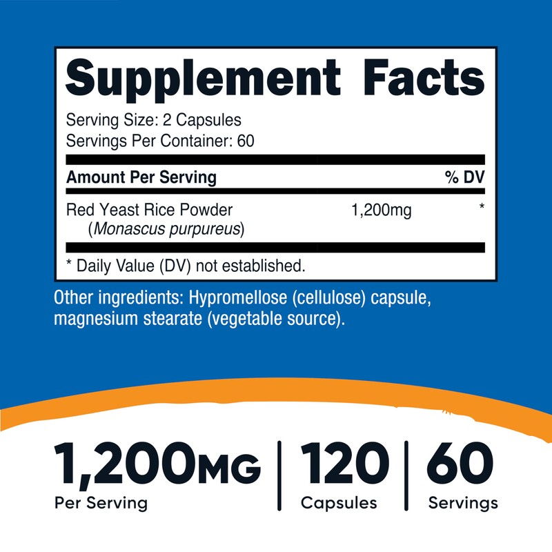 Nutricost Red Yeast Rice 1200mg, 120 Capsules - 60 Serv,