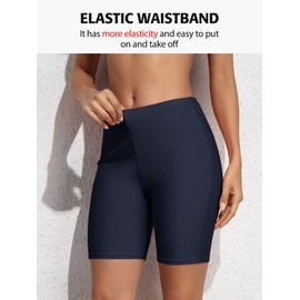 ATTRACO Women's Tankini Shorts High Waist Long Boyleg Swim Bottom Navy Large