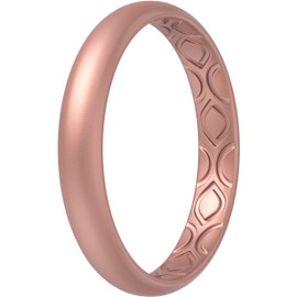 ThunderFit Silicone Wedding Rings for Women, Breathable Air Grooves Engagement Bands 3mm Wide 1.5mm Thick - 1/4/8/12 Variety Multipack (Rose Gold - Size 5.5-6 (16.5mm))