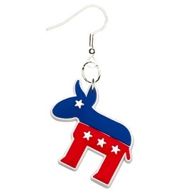Democrat Donkey Earrings Hypoallergenic Silver Plated Fishhooks Yazzle Dazzle Politics Elections