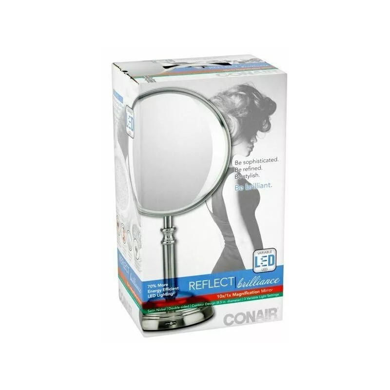 Conair BE10108 Elite Collection 10X/1X Magnifying Makeup Mirror LED Satin