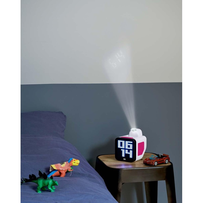 Bigben Retro Cube Alarm Clock with Projector White/Pink