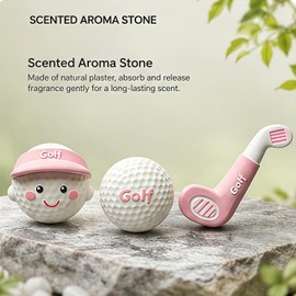 Golf Car Air Freshener Vent Clip Set (3 Pack), Plaster Diffuser, Cute Car Accessories (Essential Oil Not Included)