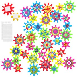 Relaxweex 36 Pcs Spinning Gears with Removable Adhesive Dots Colorful Spinning Gears 3.7'' 2.5'' Interchangeable Learning Toys Educational Supplies for Fridge Whiteboard Wall Door, No Magnets Included