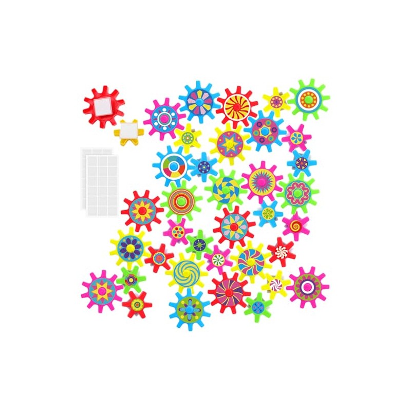 Relaxweex 36 Pcs Spinning Gears with Removable Adhesive Dots Colorful