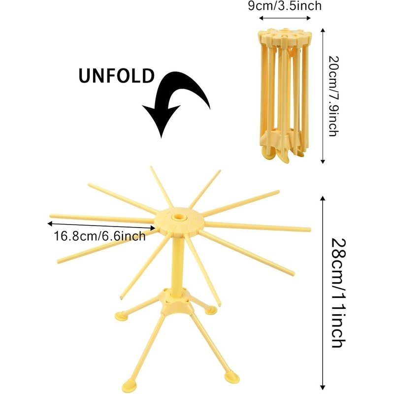 Dutingmo Pasta Dryer, Pasta Dryer with 10 Extendable Rungs, Integrated