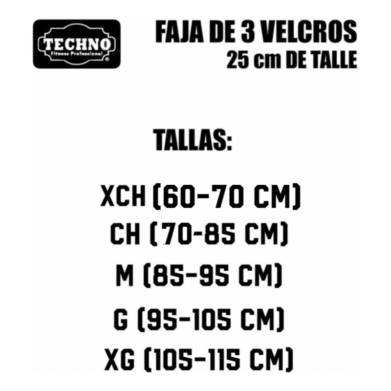 Techno Faja De 3 Velcros Talle Alto Triple Ajuste 25