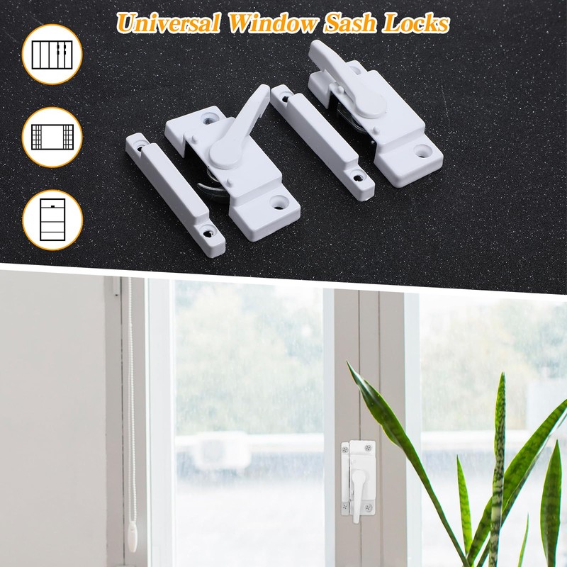 10-Pack Universal Window Sash Locks, White Iron Cam Action Latches