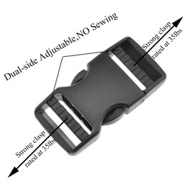 SGH Pro Quick Side Release Buckles 0.75' Wide Dual Adjustable Clips Snaps No Sewing Heavy Duty Plastic 7 Pack Replacement for Nylon Strap Webbing Survival Paracord Backpack Fanny Pack Waist Strap