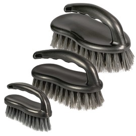 Hausfelder Scrubbing Brush, Scrubber Brush, Set of 3 - Hard Medium Soft - Can be Used as Shoe Cleaning Brush, Root Brush, Carpet Brush in Three Sizes and Hardnesses (Anthracite)