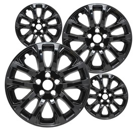 Fuel Rider Set of Four (4) 17 inches Gloss Black ABS Wheel Skins Impostors Wheel Covers Compatible with 2019-2022 Jeep Cherokee Wheels- Auto Tire Replacement Cap Cover