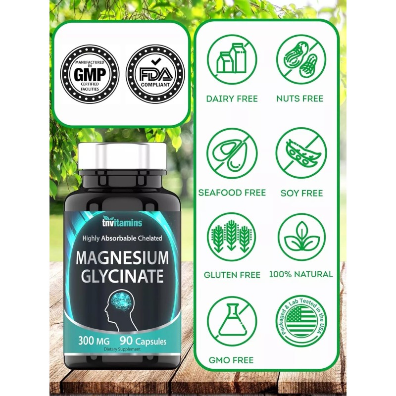 Magnesium Glycinate Glicinato De Magnesio De Maxima Potencia 300 Mg