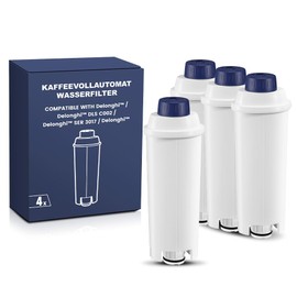 Coffee Machine Fitler, Delonghi Filter Replacement for DLSC002, Delonghi Magnifica Evo, Dinamica Plus, ESAM, ETAM, BCO, EC. Activated Carbon Water Filter Cartridges Softener (4 Pcs)