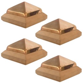 4x4 Traditional Flat Wood Post Caps with Copper Pyramid (4-Pack) - One-Piece Miterless - Fence & Deck Protection (4, 3-1/2 in.)