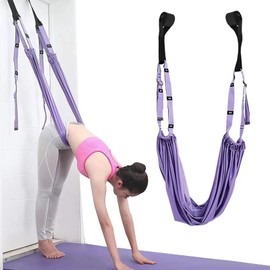 Editbar Yoga Strap for Full Body Workout - With Door Anchor and Storage Bag, Yoga Leg Stretcher Stretch Strap, Yoga Straps for Stretching Exercises and Posture in Yoga, Dance and Martial Arts (Purple)