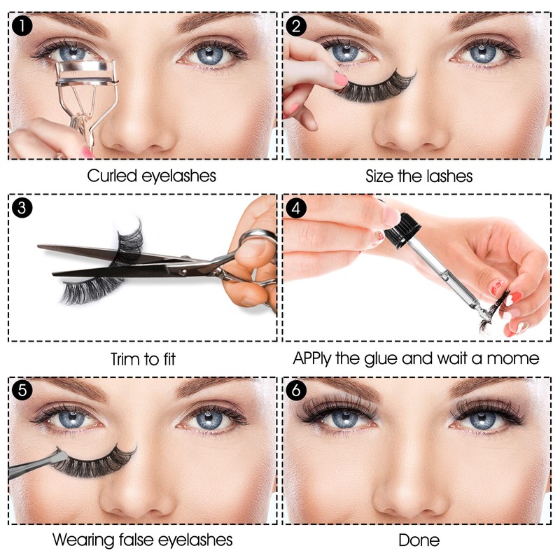 WLLHYF Russian Strip False Lashes Cat Eye Fluffy Wispy Faux