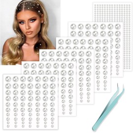 NOOEPC - Joyas para el cabello, pegatinas autoadhesivas de perlas, decoraciones para birretes de graduación, pegatinas de perlas para el cabello, rostro, blanco marfil, acrílico, moderno, 6 Count