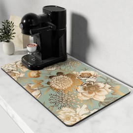 Rnivvi - Tapete de café de 12 x 19 pulgadas, para accesorios y organizador de estaciones de café, almohadilla absorbente de secado de platos para mostrador de cocina, bonita decoración de cafetería,
