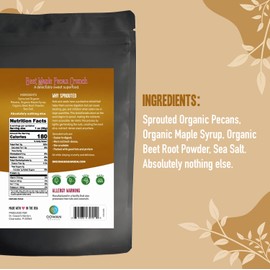Dr. Cowan’s Garden Flavored Sprouted Pecans: Beet Maple Pecan Crunch - Sprouted Nuts with Beet Root Powder, Maple Syrup, & Organic Pecans, Halves & Pieces, Grown in the USA - 8oz