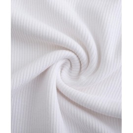 ELFIN Women's Bodycon Dress Ribbed Long Sleeve Mini Dress Square Neck Short Party Club Dress Autumn Pullover Dresses Casual Dress, White