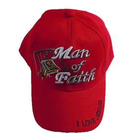 Black Duck Brand Embroidered Man of Faith Adjustable Baseball Cap - Multiple Colors Available (Red)