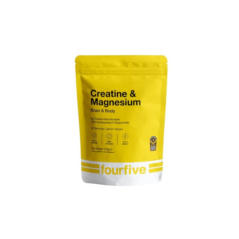 fourfive Creatine & Magnesium Powder (Creatine Monohydrate) Easy Dissolve &