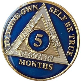 Ranger Industries 5 Month AA Medallion Metallic Midnight Blue Tri-Plate Sobriety Chip