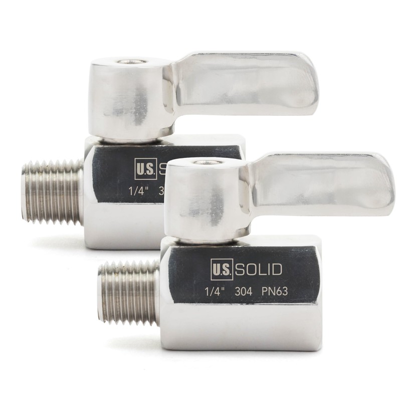 U.S. Solid 1/4" 304 Stainless Steel Mini Ball Valve with