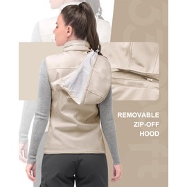 33,000ft Women's Hooded Lightweight Softshell Vest Fleece Lined Windproof Zip Up Sleeveless Jacket for Hiking Golf Running