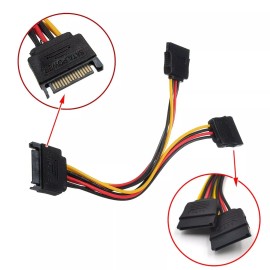 custom-sign SATA Power 15-pin Y-Splitter Cable Adapter Male to Female for SSD HDD Hard Drive