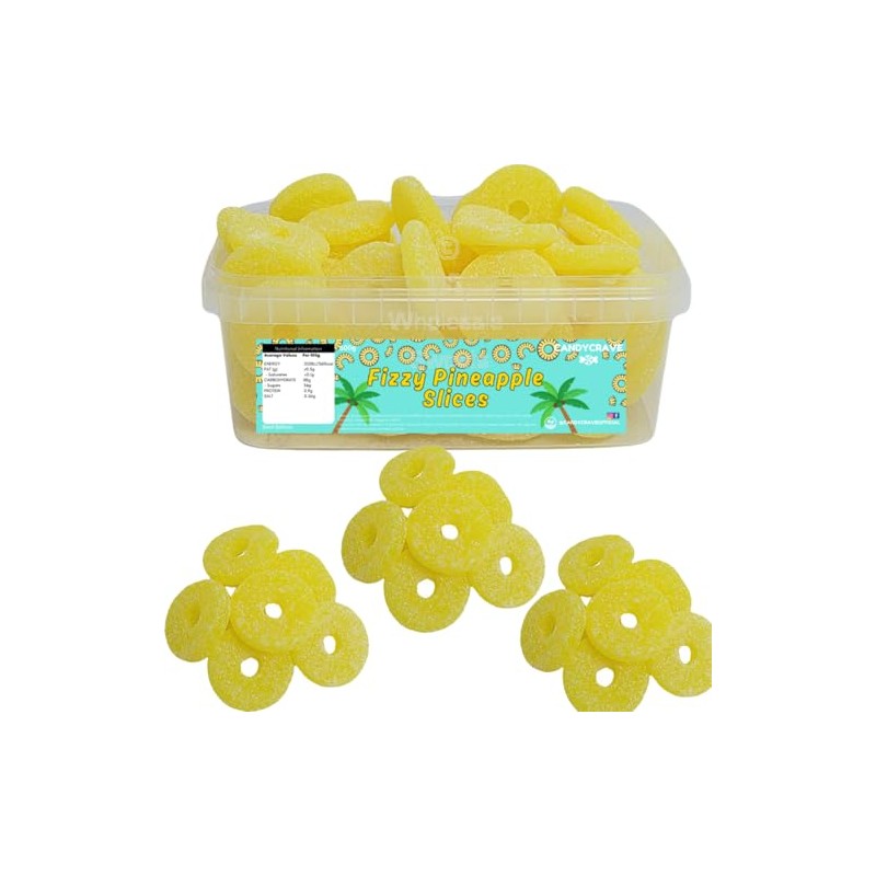 Fizzy Pineapple Slices Tub 600g - Full of Juicy Pineapple