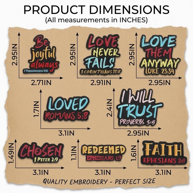 Religious Iron on Patches, Bible Verse Embroidered Appliques for Clothes