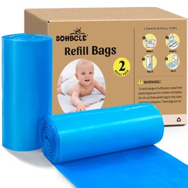 SOHBCLE Refill Bags Compatible with Genie Easy Roll Signature Diaper Pail and Platinum Diaper Pail, Scented 60 Bags Hold up to 2800 Newborn Diapers, Upgraded Extra Thickness Powerful Odor Control