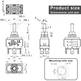 HY29D Toggle Switch 6-Pin 125/277V 20/15A ON-Off-ON with Silicone Protective Cover