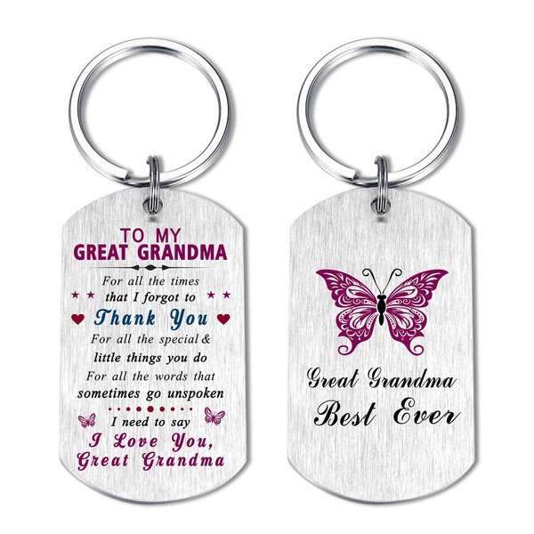 EE&YU Great Grandma Keyring Gifts - Love Great Grandmother Birthday