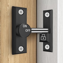 90/180 Degree Barn Door Lock, Small Flip Gate Latches Hardware, Door Security Sliding Door Latch Lock for Barn, Gate, Cabinet, Bathroom, Garden (Black 1 Pack)