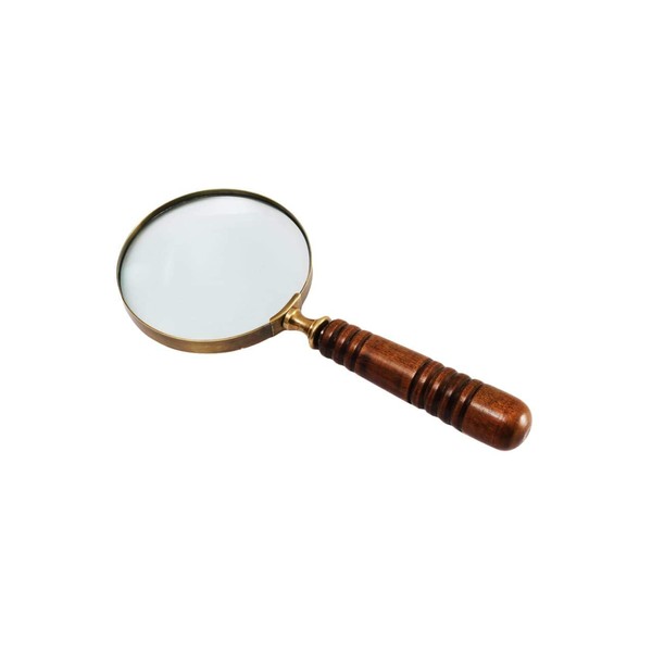 Deconoor 10X Handheld Magnifying Glass Lens, Antique Brass Magnifier, Fine Print Reading, Inspection, Coin & Stamp, Astrologer, Science, Low Sight Elderly, with Wooden Handle, Collectible Décor Gift