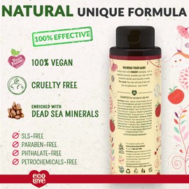 ecoLove - Natural Shampoo for Normal and Oily Hair, Sodium lauryl sulfate Free, Vegan & Cruelty Free Shampoo, Organic Tomato and Beet Extract, No SLS or Parabens, 17.6 oz