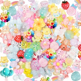 65 Pcs Resin Charms Slime Charms Cute Embellishments Bulk Mixed Ornament Decorations Accessories