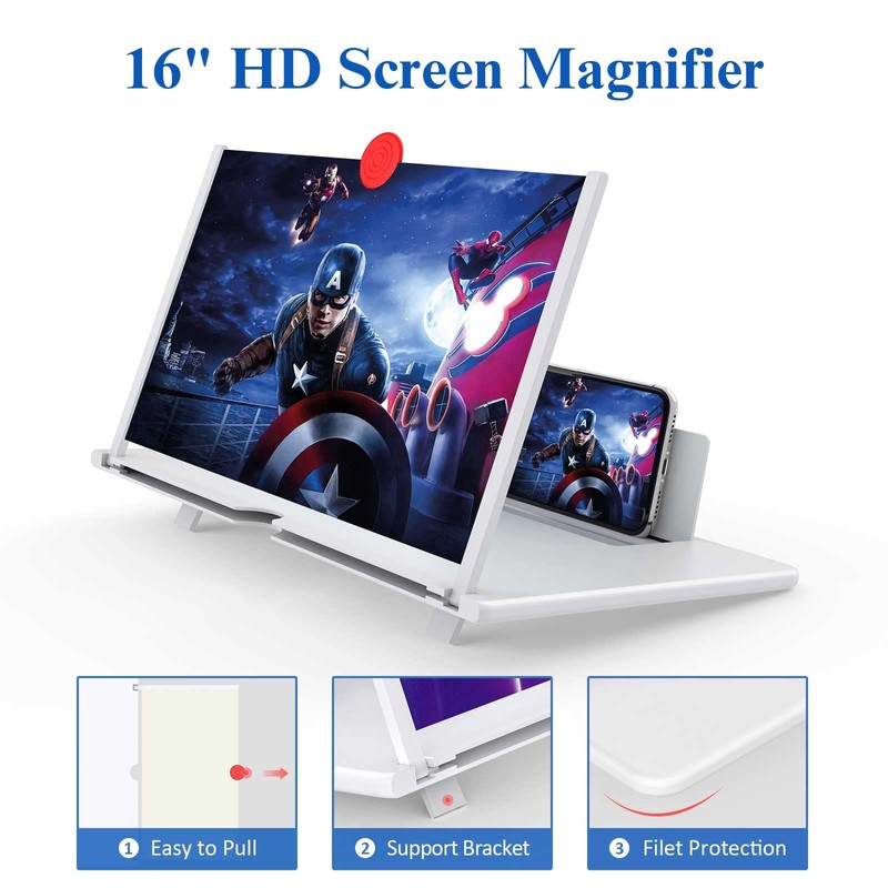 16" Screen Magnifier,3D HD Mobile Phone Magnifier Projector Screen Enlarger
