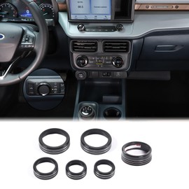 Aunginsy Compatible with Ford Maverick 2022 2023 Aluminum Car Centre Console Air Conditioner Volume Knob Button Circle Cover Car Gear Shift Switch Button Ring Trim Cover Knob Protect Ring Accessories