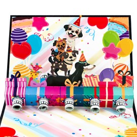 GROWTHMAGIC Birthday Pop Up Card - 3D Cute Happy Puppy with Balloons Money Holder Birthday Card with Envelope Bday Gifts for Women Men Kids Dog Lovers
