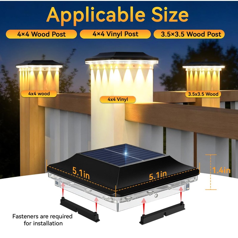 ZCXLIGHT Solar Post Cap Lights Outdoor 12 Pack, 4x4 Post