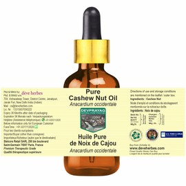 Devprayag Pure Cashew Nut Oil (Anacardium occidentale) with Glass Dropper Natural Therapeutic Grade (Pack of Two) 100mlx2 (6.76 oz)