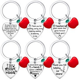 Hgreiwgk 6PCs Teacher Keyring Set Thank You Teacher for Women Men Teacher Appreciation Gift for Graduation Christmas Birthday Thanksgiving Teacher Thoughtful Present
