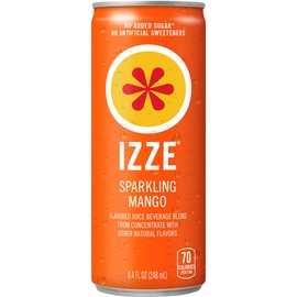IZZE Sparkling Water Juice Beverage Blend, Dawn Variety Pack, Mango, Clementine, Strawberry, Pomegranate, No Sugar Added, 8.4 FL OZ, 24 Cans